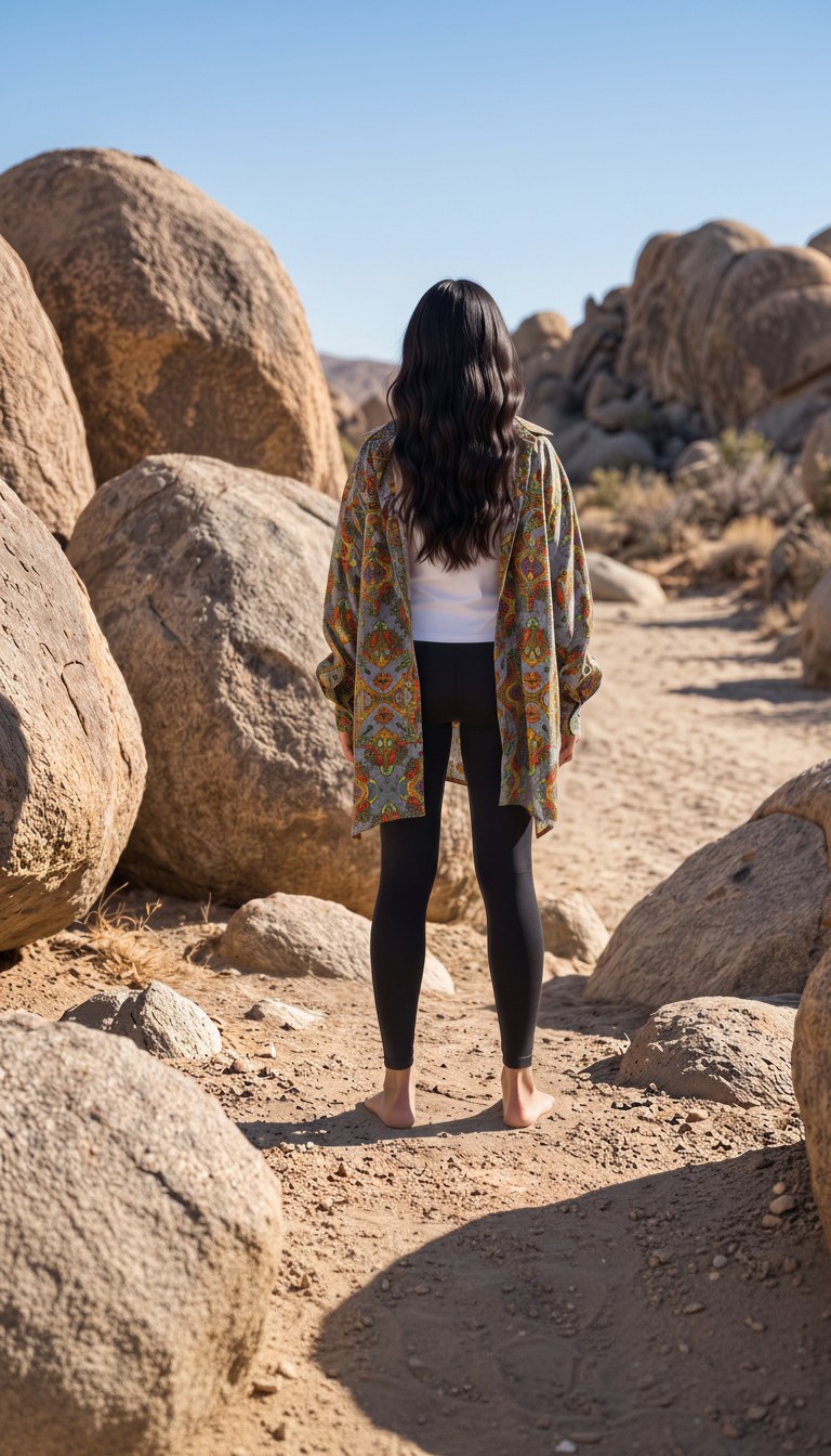 AI-generated image of the printed cotton shirt worn, seen from behind